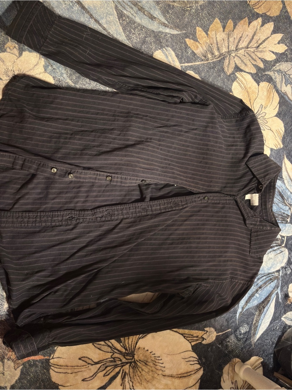 Women's Black Pinstripe Button-Down Shirt